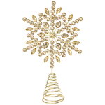 Верхушка на елку Снежинка Джове 26 см золотая