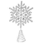 Верхушка на елку Снежинка Джове 26 см серебряная