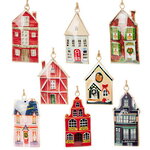 Елочные игрушки Домики - Pont de Molins 10 см, набор 8 шт