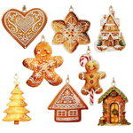 Елочные игрушки Рождественское Печенье - Pont de Molins 10 см, набор 8 шт