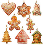 Елочные игрушки Рождественское Печенье - Pont de Molins 10 см, набор 8 шт