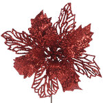 Искусственная пуансеттия на стебле Fleur Delacour 23*14 см рубиновая