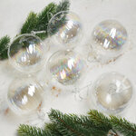 Набор стеклянных шаров Pearl 10 см, 9 шт, прозрачный перламутр
