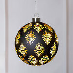 Светящийся елочный шар Гримм 12 см, теплые белые LED, на батарейках