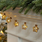 Светодиодная гирлянда на батарейках Звездочки Малверн 1.5 м, 12 теплых белых LED ламп, прозрачный ПВХ, IP20