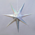 Светильник звезда из бумаги Silver Star 60 см, 10 теплых белых LED ламп, на батарейках