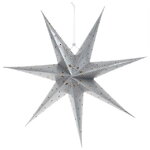 Светильник звезда из бумаги Silver Star 60 см, 10 теплых белых LED ламп, на батарейках