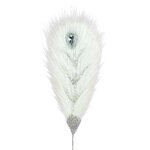 Декоративное Перо снежной Птицы со стразой 35 см