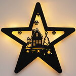 Подвесное украшение Светильник - Звезда Гервен 35 см, 16 теплых белых LED ламп, на батарейках, таймер