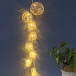Декоративная гирлянда Фаусто 90 см золотая, 8 шариков с теплым белым свечением, на батарейках, IP20