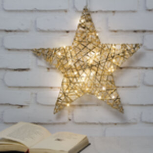 Светодиодная фигура Звезда Дженарро - Golden Gloss 40 см, 30 теплых белых LED ламп, на батарейках, IP20