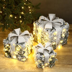 Светящиеся подарки под елку Spruce Surprise 17-30 см, 3 шт, теплые белые LED лампы, таймер, на батарейках
