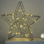 Светодиодная фигура Звезда Монтелло Блэк 50 см, 60 теплых белых LED, таймер, на батарейках