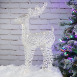 Светодиодная фигура Олень Эмануэле 60 см белый, 60 теплых белых LED ламп, на батарейках, IP20