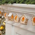 Светодиодная гирлянда на батарейках Домики Норвуд  - Елочки 1.30 м, 10 теплых белых LED ламп