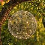 Светодиодный шар Монтелло Сильвер 20 см, 20 теплых белых LED ламп, таймер, на батарейках