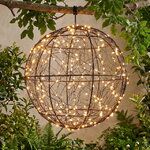 Светодиодный Шар Астерион 25 см черный, 300 экстра теплых белых микро LED ламп, таймер, IP44