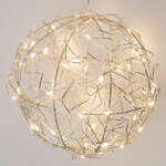 Светодиодный шар Silvery Ball 15 см, 60 экстра теплых белых LED ламп с мерцанием, на батарейках, таймер, IP44