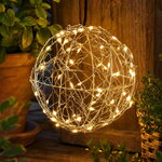 Светодиодный шар Светосфера 15 см, 60 теплых белых LED ламп с мерцанием, на батарейках, таймер, IP44