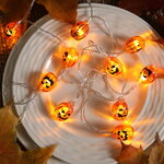 Светодиодная гирлянда на батарейках Хэллоуинские Тыковки 1.35 м, 10 теплых белых LED ламп, прозрачный ПВХ, IP20