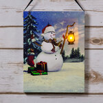 Светодиодная картина Снеговик с подарками 15*20 см на батарейках