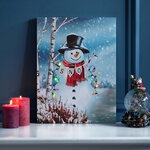 Светодиодная картина Снеговик Джеффри - Да здравствует Новый Год! 40*30 см, на батарейках