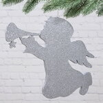 Игрушка для уличной елки Рождественский Ангел 25 см серебряный, пеноплекс