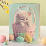 Подарочный пакет Котенок в корзинке 23*17 см