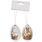 Пасхальные украшения Яйца: Кролики Кузя и Зюзя 7 см, 2 шт, подвеска