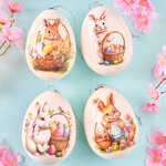 Пасхальные украшения Яйца: Нарядный Кролик 9 см, 4 шт