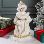 Фигура Снегурочка - Снежная красавица в кремовой шубке 37 см