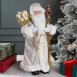 Фигура под елку Дед Мороз - Сказочный Волшебник в кремовом кафтане 45 см