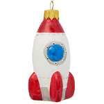 Стеклянная елочная игрушка Ракета 10 см, подвеска