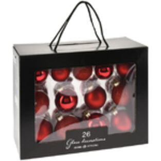 Набор стеклянных елочных шаров Rosawelle - Ruby Lipstick, 5-7 см, 26 шт