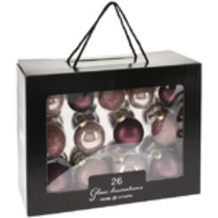 Набор стеклянных елочных шаров Rosawelle - Burgundy Pearl, 5-7 см, 26 шт