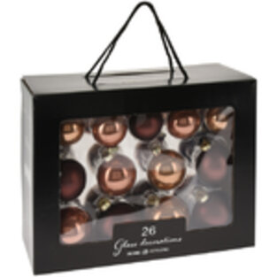 Набор стеклянных елочных шаров Rosawelle - Chocolate Muss, 5-7 см, 26 шт