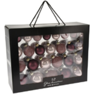 Набор стеклянных елочных шаров Rosawelle - Burgundy Pearl, 4-7 см, 52 шт