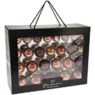 Набор стеклянных елочных шаров Rosawelle - Chocolate Muss, 4-7 см, 52 шт