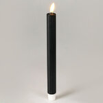 Столовая светодиодная свеча с имитацией пламени Softness 25 см черная, 2 шт с пультом, таймер, на батарейках
