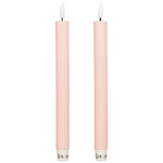 Столовая светодиодная свеча с имитацией пламени Softness 25 см светло-розовая, 2 шт с пультом, таймер, на батарейках