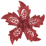 Искусственная пуансеттия Danielius 12 см, 3 шт, красная, клипса