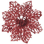 Искусственная пуансеттия Harwelle 12 см, 3 шт, красная, клипса