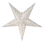 Светящаяся Звезда Капелла из бумаги 60 см бело-серебряная 10 теплых белых мини LED ламп, батарейки