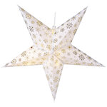 Светящаяся звезда из бумаги Золотистый Вальс 60 см с теплой белой LED подсветкой, на батарейках