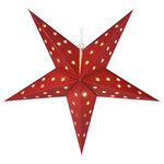 Светящаяся Звезда Капелла из бумаги 75 см красная 15 теплых белых мини LED ламп, батарейки