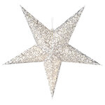 Светящаяся Звезда Капелла из бумаги 75 см бело-серебряная 15 теплых белых мини LED ламп, батарейки
