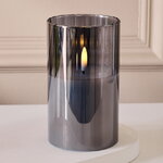 Светодиодная свеча с имитацией пламени Тотнес 12.5 см дымчатая, стекло, на батарейках, таймер