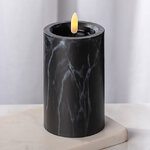 Светодиодная свеча с имитацией пламени Black Marble 12.5 см, на батарейках, таймер
