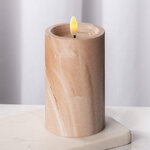 Светодиодная свеча с имитацией пламени Brown Marble 12.5 см, на батарейках, таймер