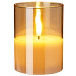 Светодиодная свеча с имитацией пламени Матфен 10 см янтарная, стекло, на батарейках, таймер